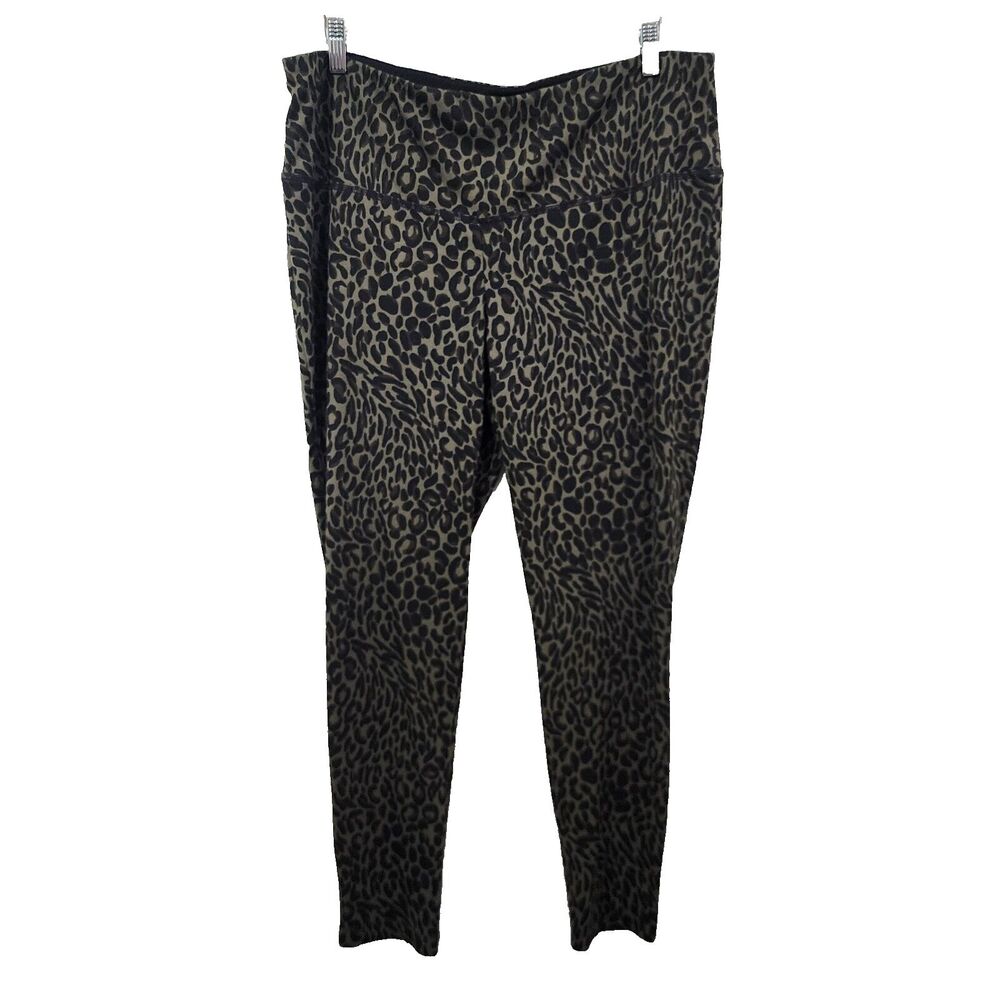 Chico's Zenergy So Slimming Cheetah-Print Leggings Gray Green Size (3) 16/18